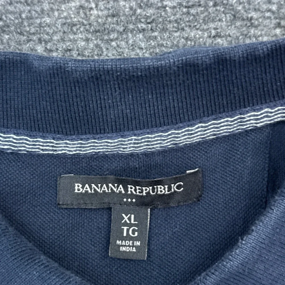 Banana Republic Polo Shirt Mens Size XL Blue Striped‎ Casual Short Sleeve